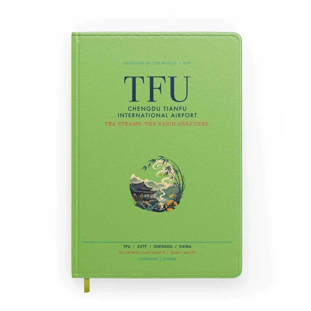 Chengdu Tianfu International Airport (TFU) design on light green notebook