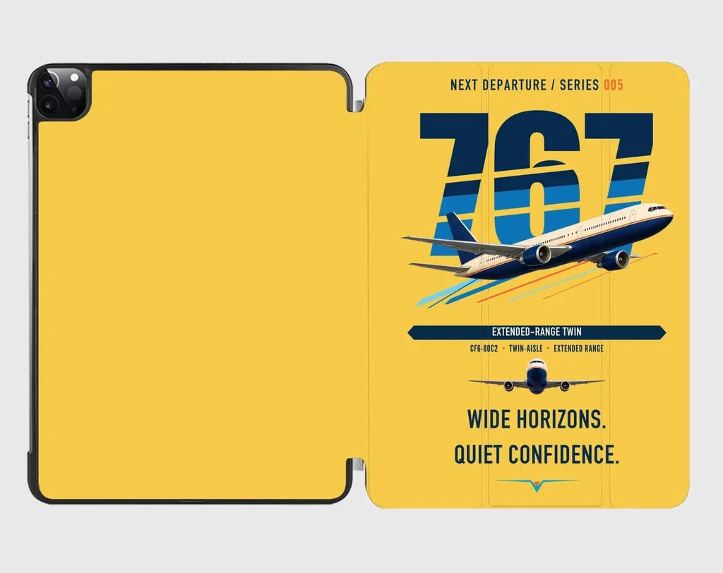 Boeing 767-300ER design on yellow ipad tablet case
