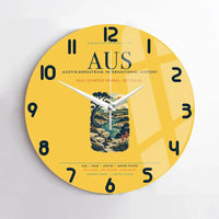 Thumbnail for Austin-Bergstrom International Airport (AUS) design on yellow no frame wall clock
