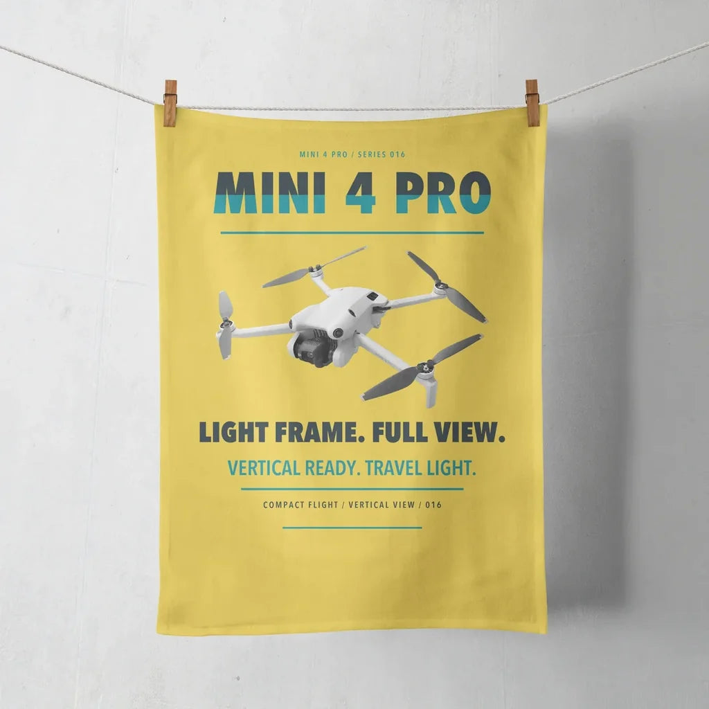 DJI Mini 4 Pro design on yellow towel
