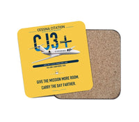 Thumbnail for Cessna Citation CJ3+ design on yellow 1 piece coaster
