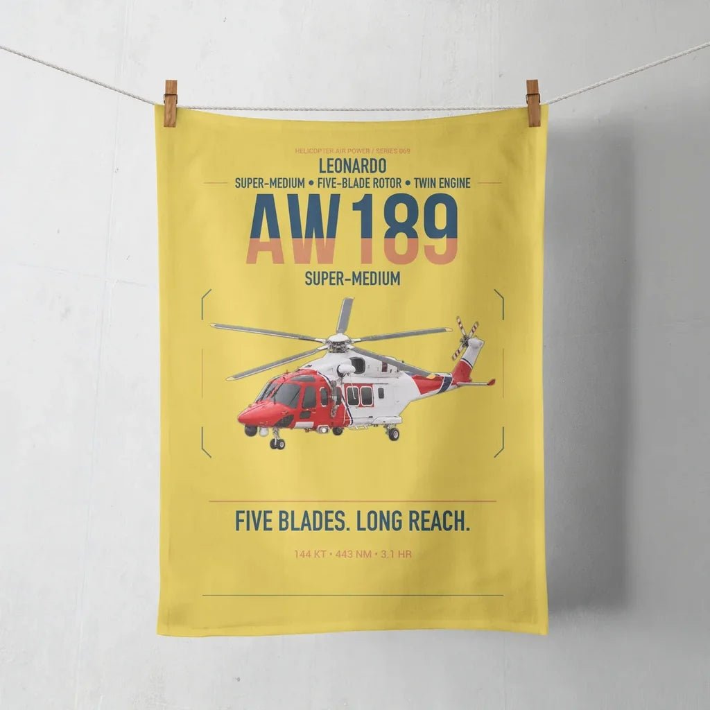 Leonardo AW189 design on yellow towel
