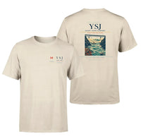 Thumbnail for Saint John Airport (YSJ) design printed on beige double-side t-shirt