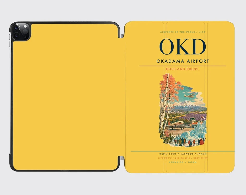 Okadama Airport (OKD) design on yellow ipad tablet case