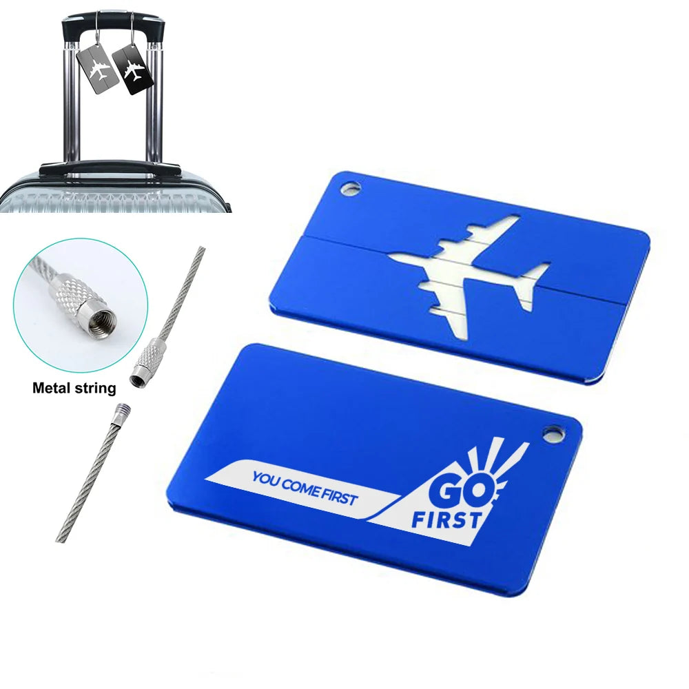 Go First Aluminum Luggage tag in blue