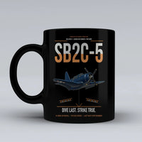 Thumbnail for SB2C-5 Helldiver design on black ceramic mug, double-side print
