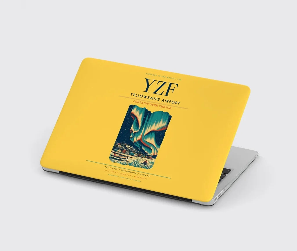 Yellowknife Airport (YZF) design on yellow MacBook case