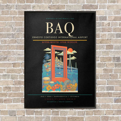 Ernesto Cortissoz International Airport BAQ - Canvas Framed - Black