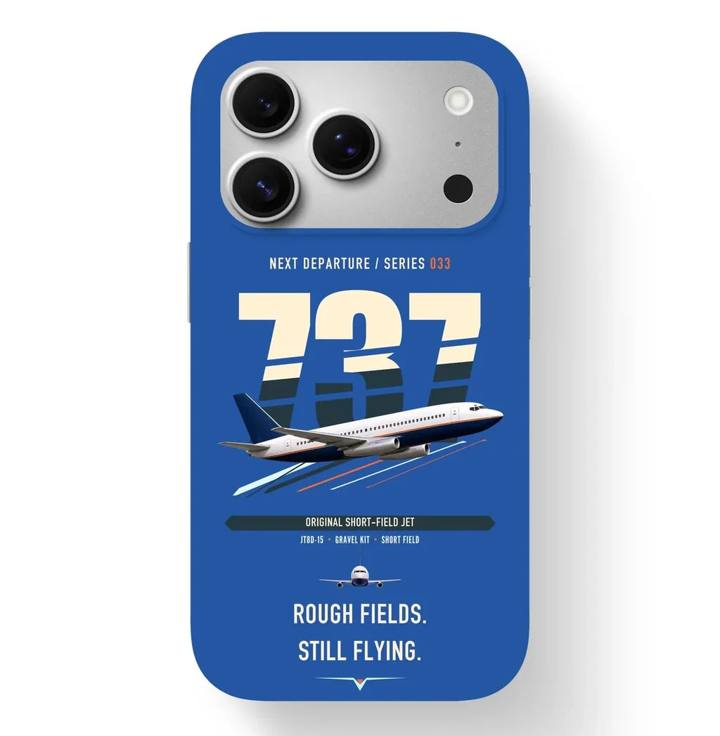 Boeing 737-200 design on blue magsafe iphone case