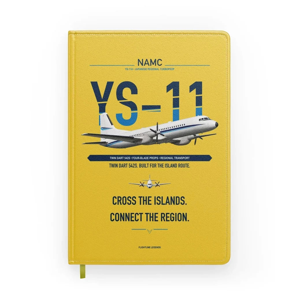 NAMC YS-11A design on yellow notebook