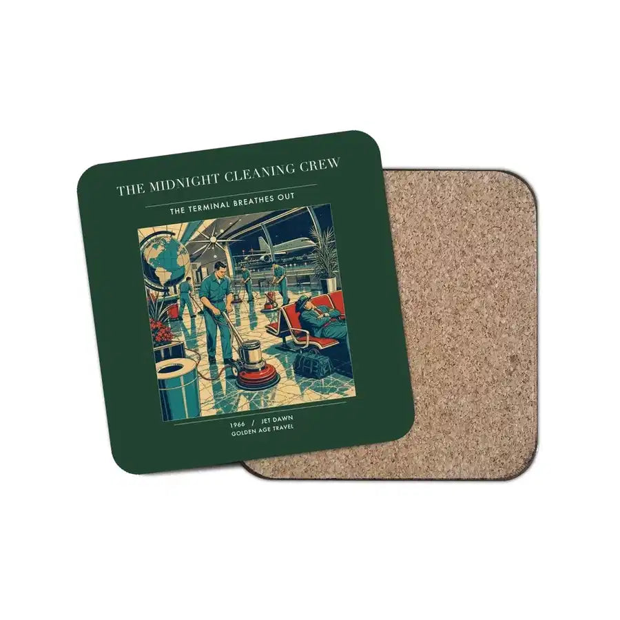 The Midnight Cleaning Crew - Designed Coasters design on dark green 1-piece