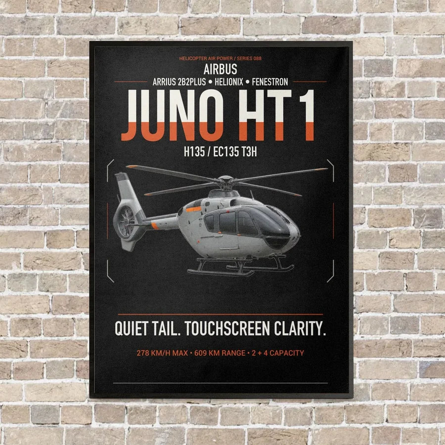 Airbus H135 Juno HT1 vertical canvas print - framed - black background
