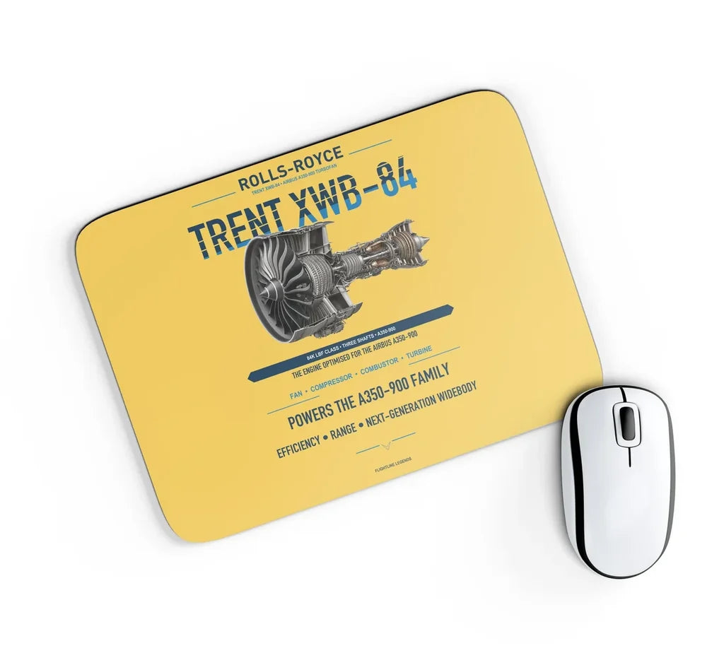 TRENT XWB-84 design on yellow rectangle mouse pad