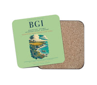 Thumbnail for Grantley Adams International Airport (BGI) design on light green 1 piece coaster