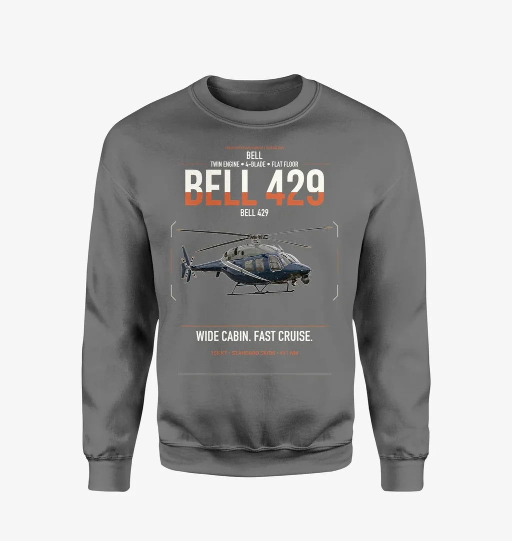 Bell 429 design on gray sweatshirt