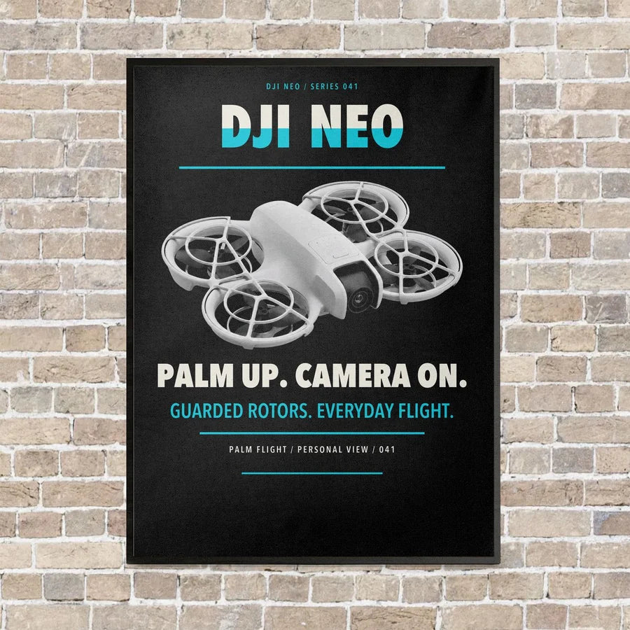 DJI Neo vertical canvas print - framed - black background