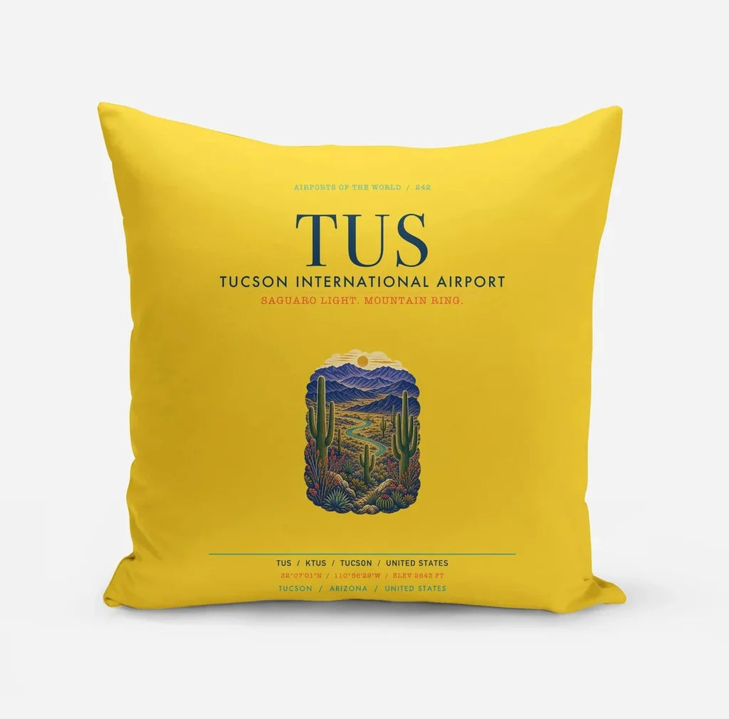 Tucson International Airport (TUS) design on yellow pillow