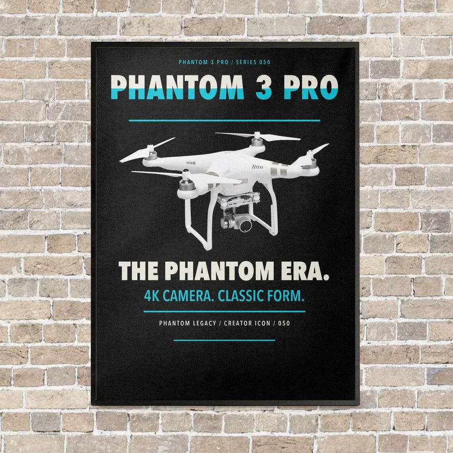 DJI Phantom 3 Professional vertical canvas print - framed - black background