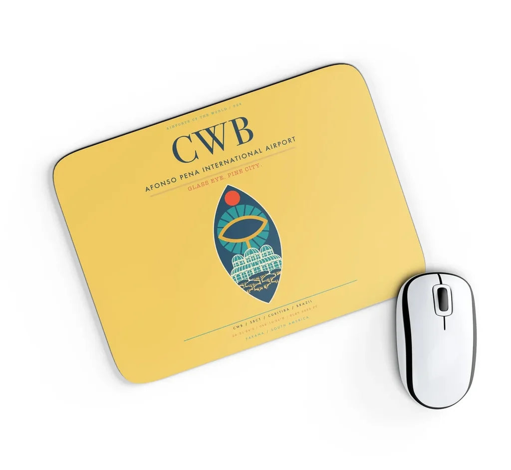 Afonso Pena International Airport (CWB) design on yellow rectangle mouse pad