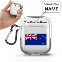 Thumbnail for New Zealand Flag AirPods transparent case - With Buckle +Name