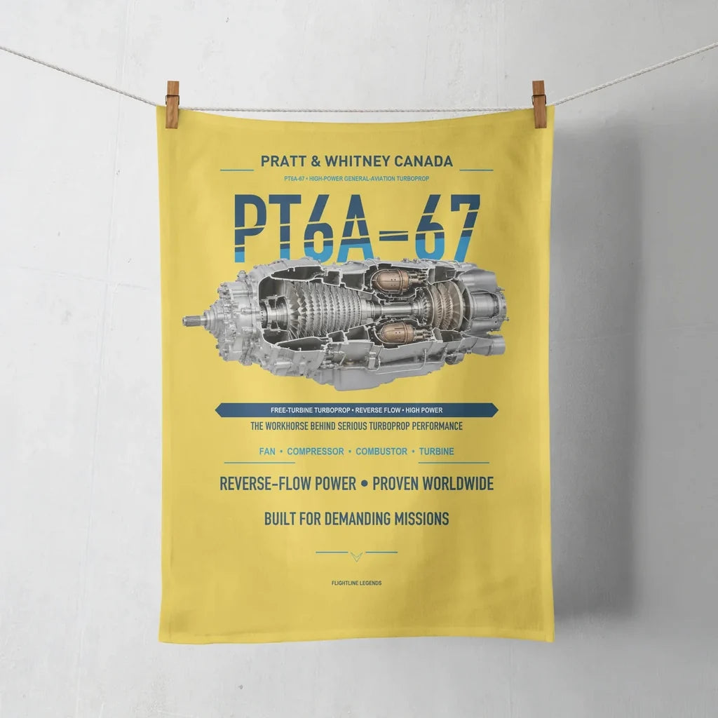 PT6A-67 design on yellow towel
