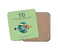 Thumbnail for Tijuana International Airport (TIJ) design on light green 1 piece coaster