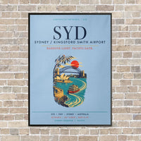 Thumbnail for Sydney Kingsford Smith Airport SYD vertical canvas print - framed - light blue background