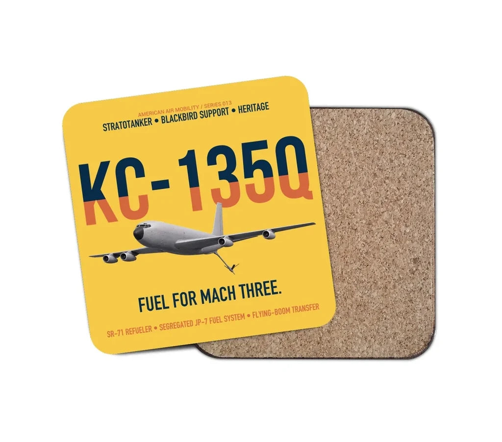 KC-135Q Blackbird Tanker design on yellow 1 piece coaster
