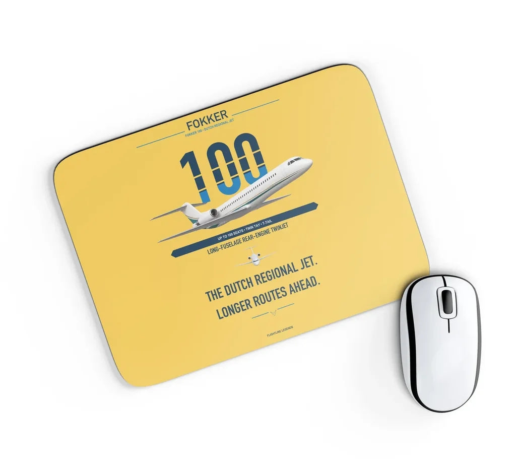 Fokker 100 design on yellow rectangle mouse pad