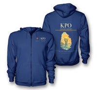 Thumbnail for Pohang Airport (KPO) design on blue premium zipped hoodie