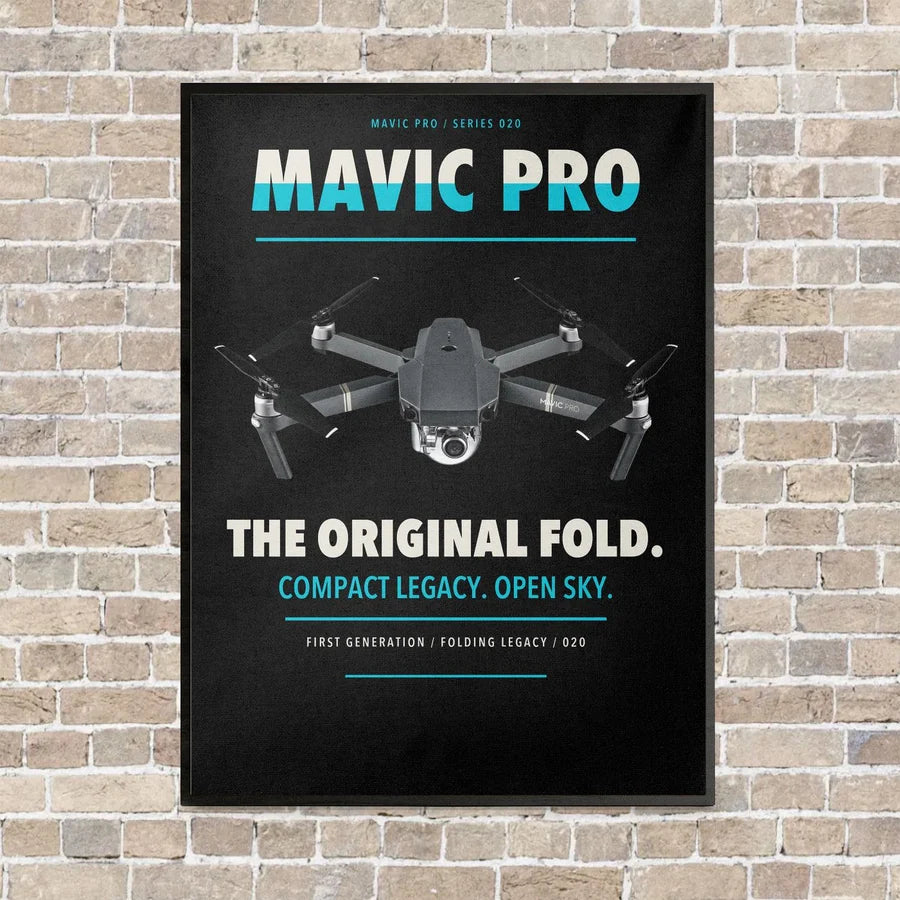 DJI Mavic Pro vertical canvas print - framed - black background