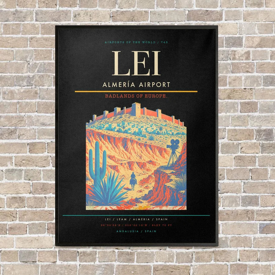 Almería Airport LEI vertical canvas print - framed - black background