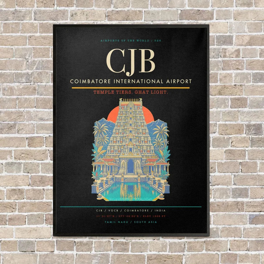 Coimbatore International Airport CJB - Canvas Framed - Black