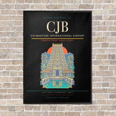 Coimbatore International Airport CJB - Canvas Framed - Black