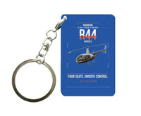 Thumbnail for Robinson R44 Raven II design on blue designed key chain, double-side print