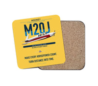 Thumbnail for Mooney M20J 201 design on yellow 1 piece coaster