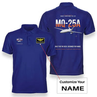Thumbnail for MQ-25A STINGRAY design on blue+name double-side polo t-shirt, double-side print