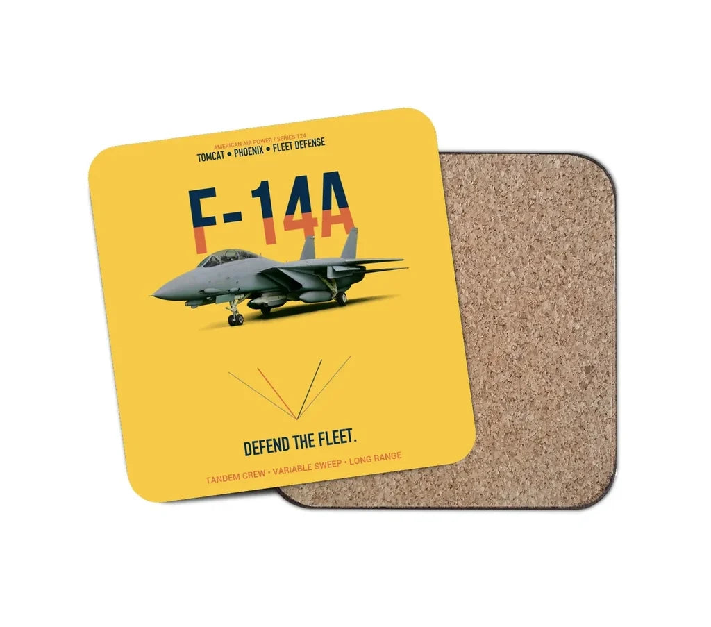 F-14A Tomcat Defend The Fleet design on yellow 1 piece coaster