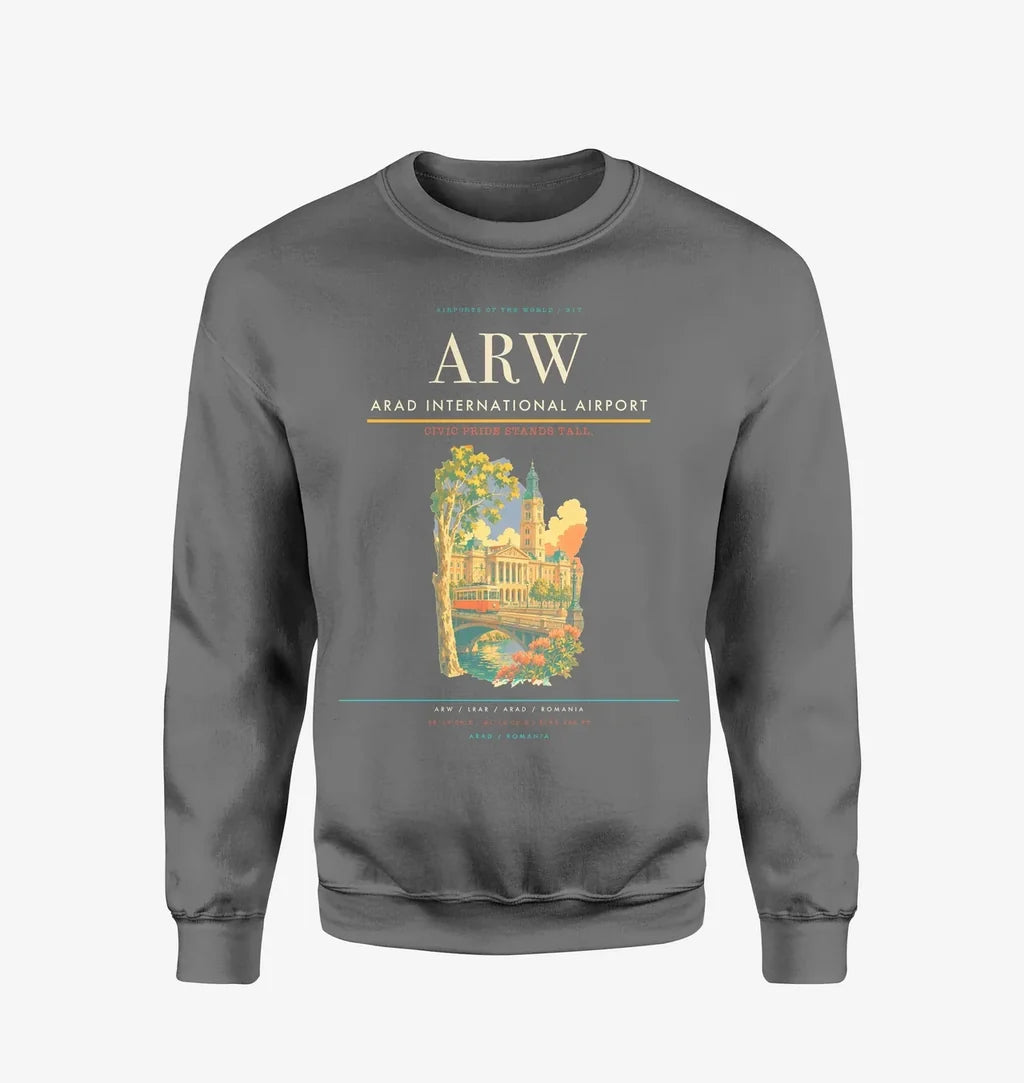Arad International Airport (ARW) design on gray sweatshirt