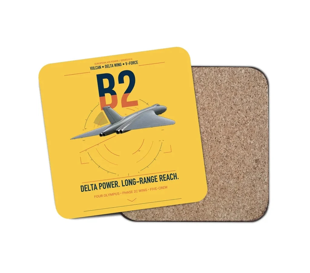 Avro Vulcan B2 design on yellow 1 piece coaster