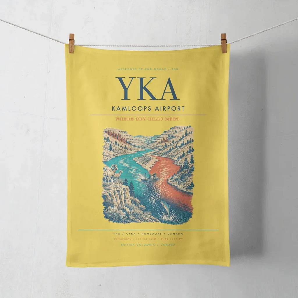 Kamloops Airport (YKA) design on yellow towel