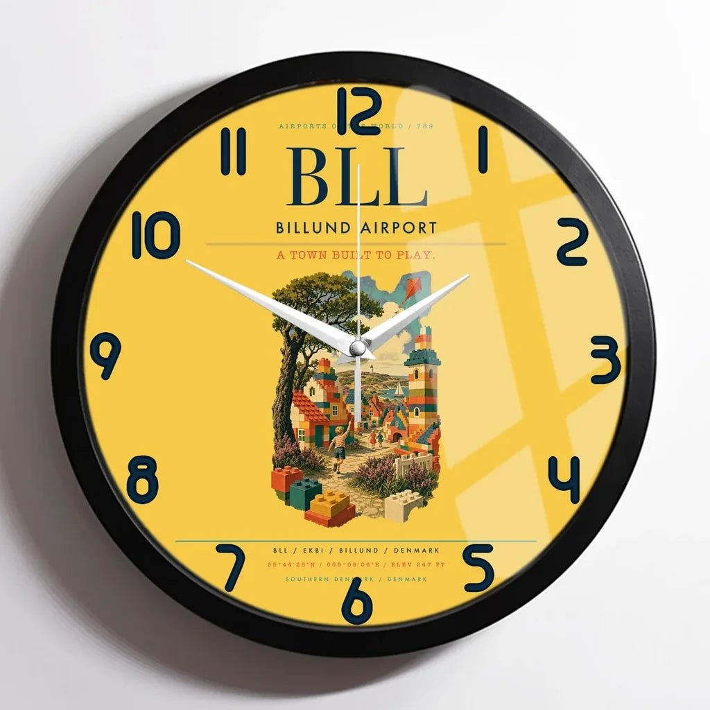 Billund Airport BLL Wall-Clock Framed - Yellow