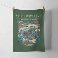 Thumbnail for VINTAGE G4170 - The Rivet Line - Designed Towels design on darkgreen