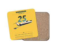 Thumbnail for Bombardier Learjet 25 design on yellow 1 piece coaster