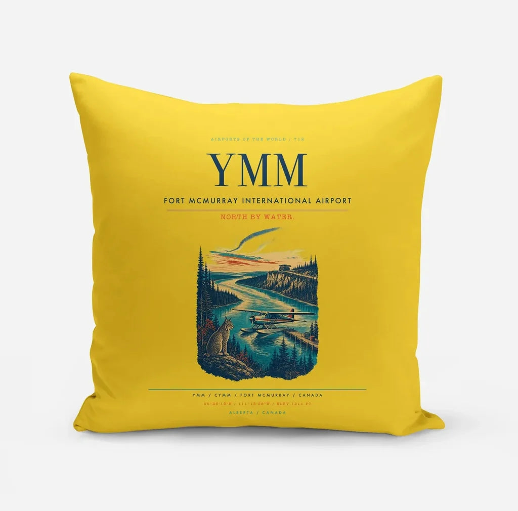 Fort McMurray International Airport (YMM) design on yellow pillow
