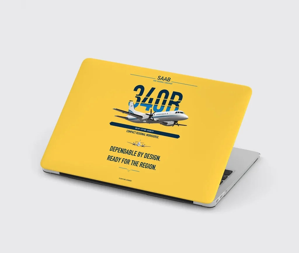 Saab 340B design on yellow MacBook case
