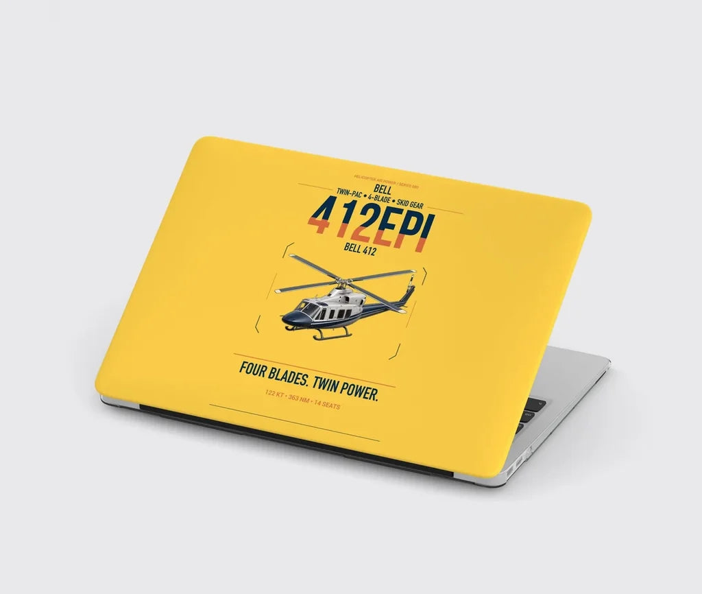 Bell 412EPI design on yellow MacBook case