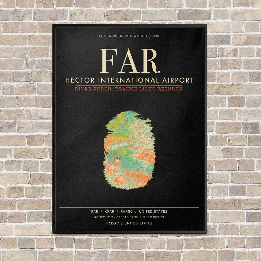 Hector International Airport FAR vertical canvas print - framed - black background