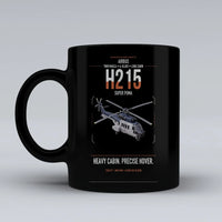 Thumbnail for Airbus H215 design on black ceramic mug, double-side print