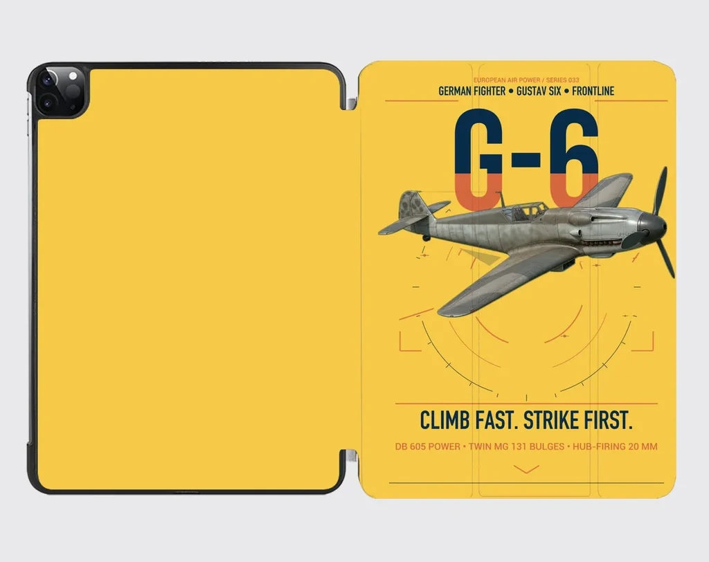 Messerschmitt Bf 109G-6 design on yellow ipad tablet case